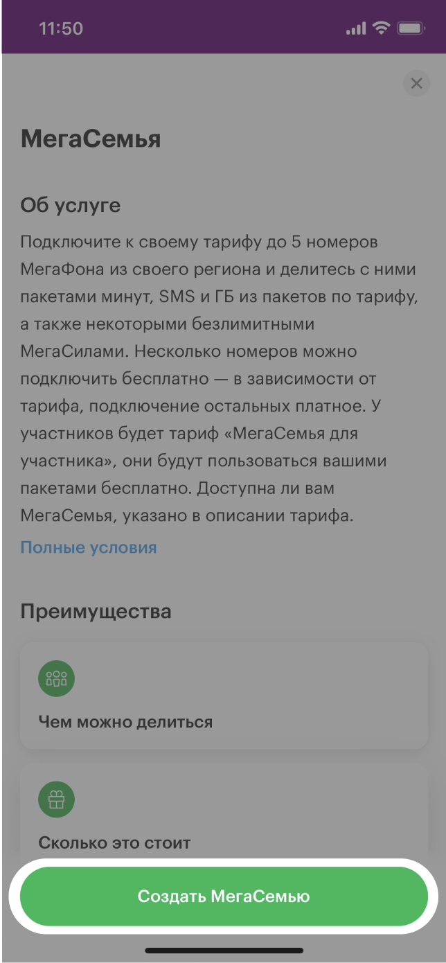 МегаСемья услуга от МегаФона: описание, условия подключения Ростовская  область